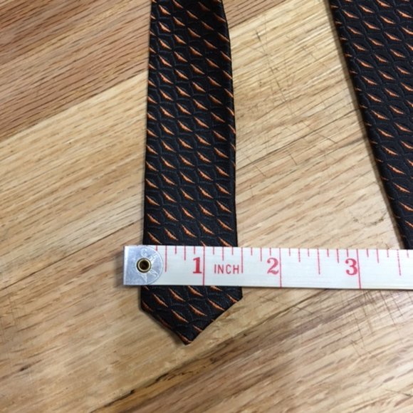 Hand Made, 100% Thai silk, Black/Orange, Men’s Tie - Picture 9 of 12